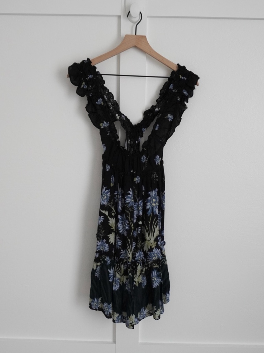 Free People Black Floral Mini Dress